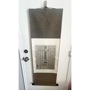 VNTG Chinese Silk Hanging Tapestry Sanxingdui "High Priest" Line Drawing Scroll